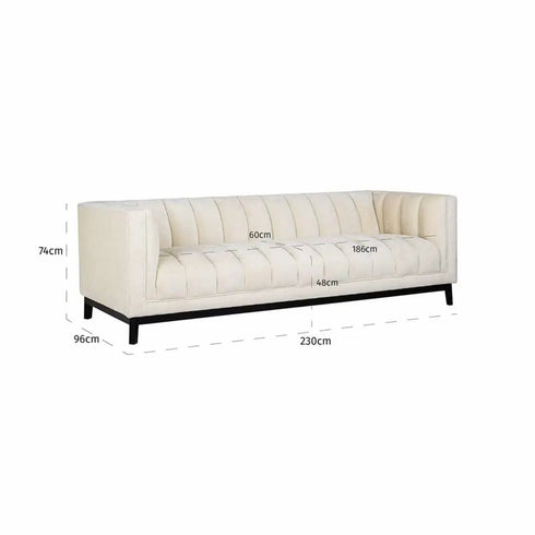 White Chenille 3 Seater Sofa